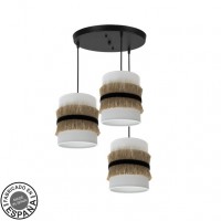Distribuidor - Lâmpadas Diversas | Lâmpadas Modernas | PLAFON ANGOLA 3XE27 NEGRO/BLANCO-YUTE REGX42X42 CM Ref: 227183001